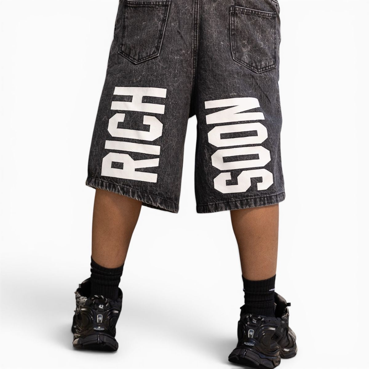"DEAR MOM" DENIM BLK SHORT