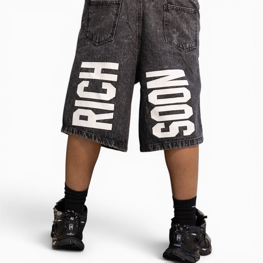 "DEAR MOM" DENIM BLK SHORT