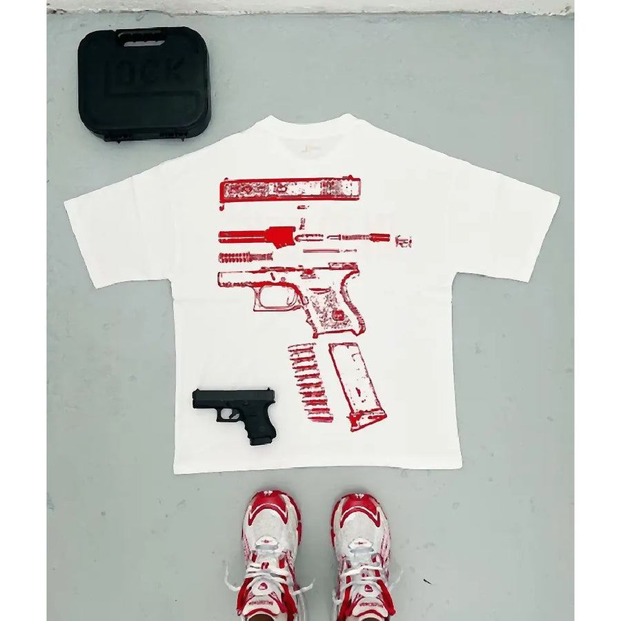 In Glock We Trust Oversized T-Shirt White/Red