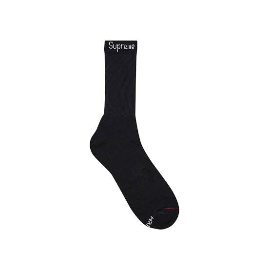Supreme X Hanes Crew Socks - 4 Pack (Black)